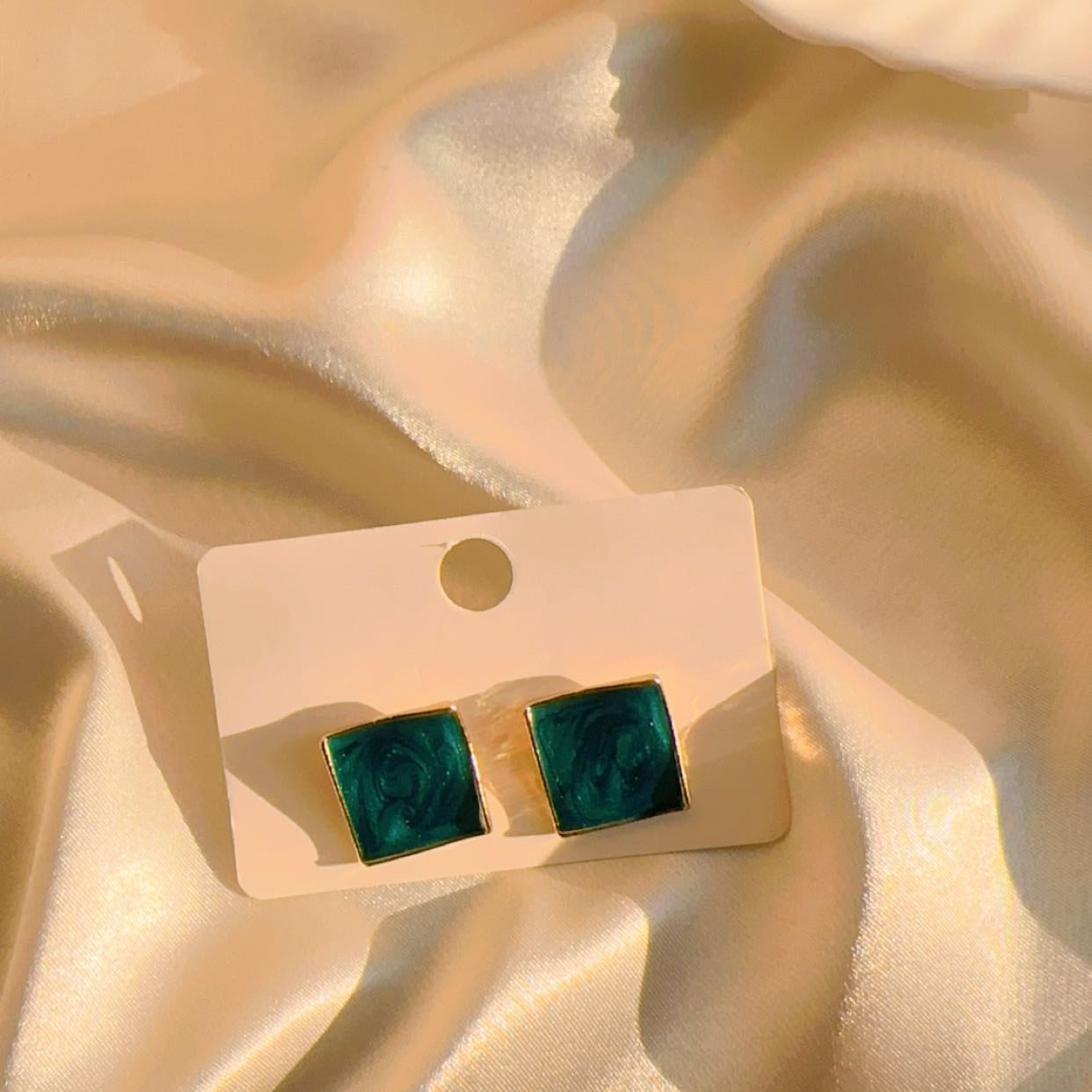 Blue Square Stud Pair